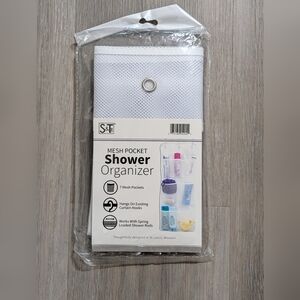 S&T White Mesh Pocket Shower Organizer - New In Bag